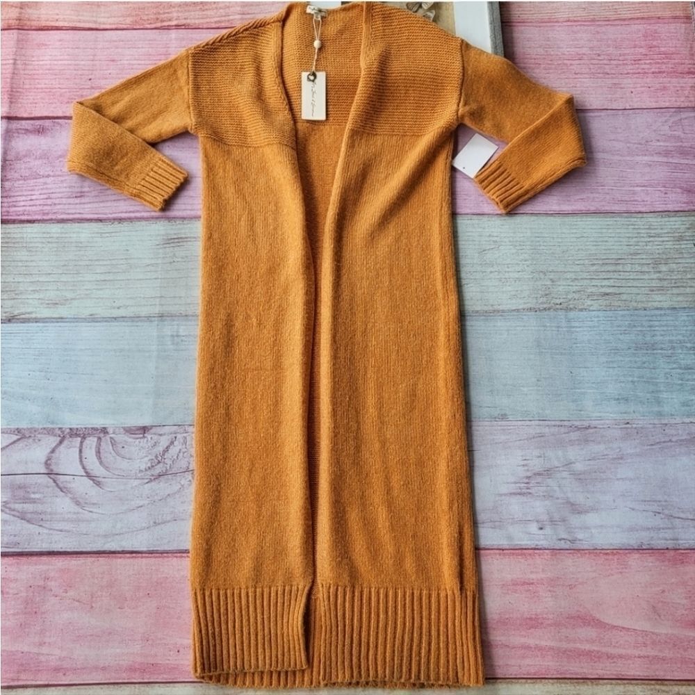 NWT For Love & Lemons Burnt Orange Dylan Open Front Long Duster Cardigan Small - Picture 5 of 10